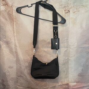 Chic Black Shoulder Bag with Gold Details